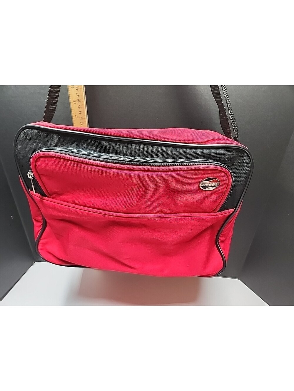 American tourister carry on luggage, 15x9.5, Adjustable Strap, Red